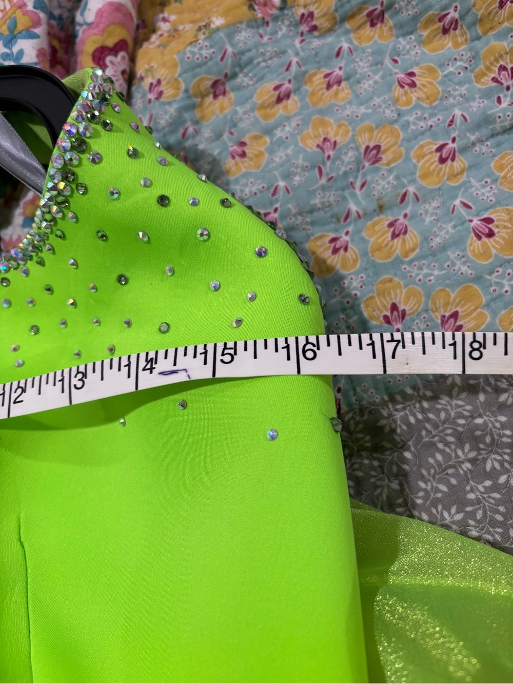 Custom Pageant Fun Fashion Neon One-Shoulder Romper with Draped Train - Picture 5 of 10